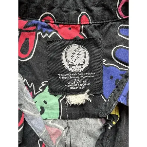 Grateful Dead Dancing Bears Shirt All Over Print Button Front Men's M - Picture 5 of 6